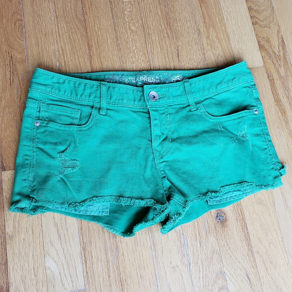 Express Green Cutoff Shorts - Picture 1 of 5